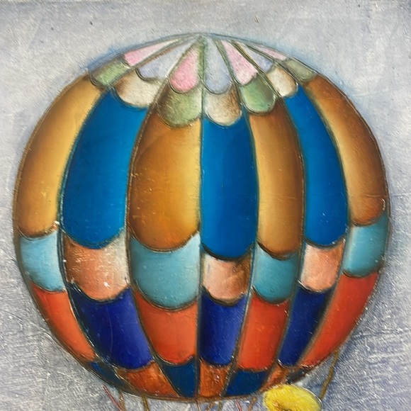 J. Roybal Wall Decor Artist Signed Oil On Canvas Of Hot Air Balloon